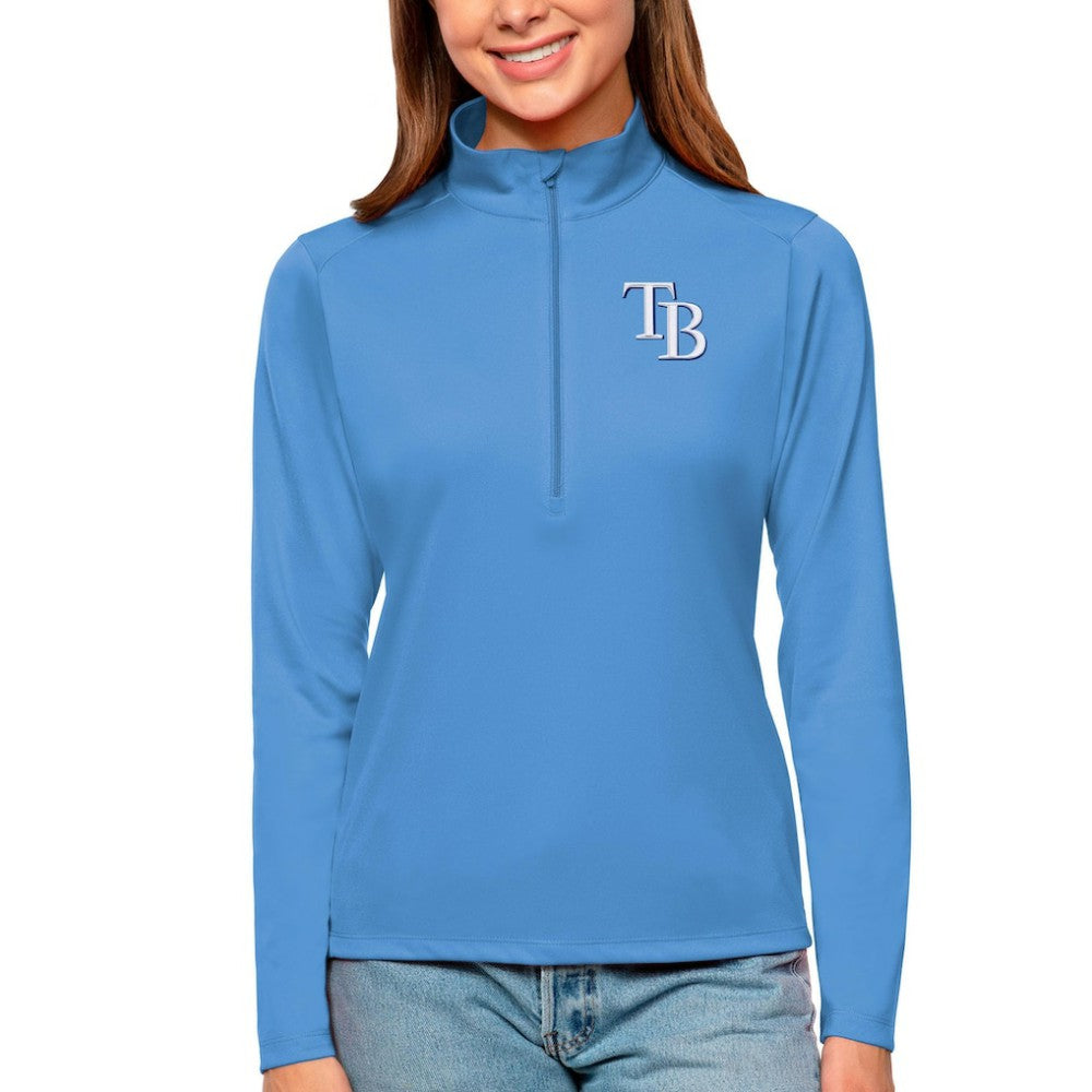 Tampa Bay Rays Antigua Women's Tribute Quarter-Zip Pullover Top - Light Blue Pullover