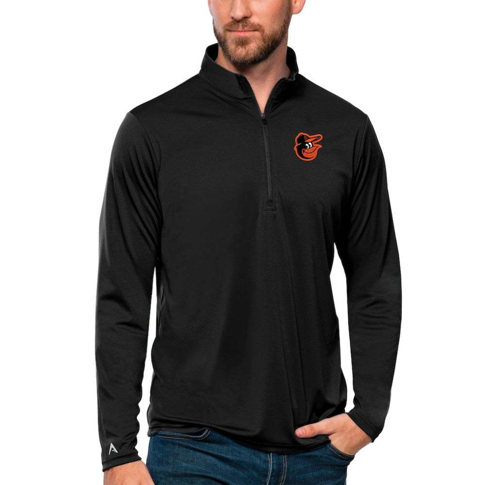 Baltimore Orioles Antigua Tribute Quarter-Zip Pullover Top - Black Pullover