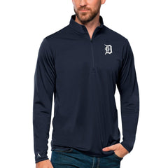 Detroit Tigers Antigua Tribute Quarter-Zip Pullover Top - Navy Pullover