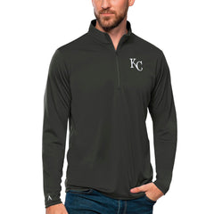 Kansas City Royals Antigua Tribute Quarter-Zip Pullover Top - Charcoal Pullover
