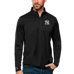 New York Yankees Antigua Tribute Quarter-Zip Pullover Top - Black Pullover