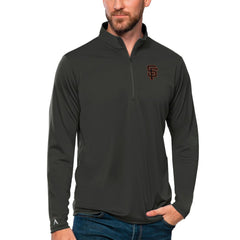 San Francisco Giants Antigua Tribute Quarter-Zip Pullover Top - Charcoal Pullover