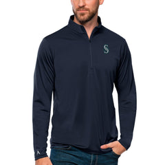Seattle Mariners Antigua Tribute Quarter-Zip Pullover Top - Navy Pullover