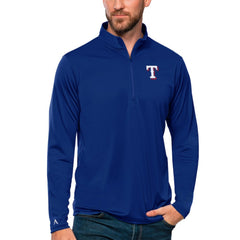 Texas Rangers Antigua Tribute Quarter-Zip Pullover Top - Royal Pullover