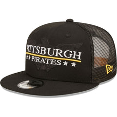 Pittsburgh Pirates New Era Patriot Trucker 9FIFTY Snapback Hat - Black Hats