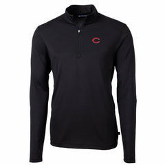Cincinnati Reds Cutter & Buck Big & Tall Virtue Eco Pique Quarter-Zip Pullover Jacket - Black Jackets