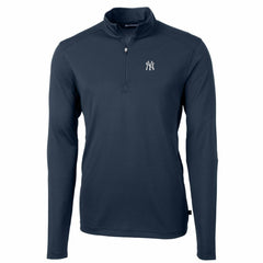 New York Yankees Cutter & Buck Big & Tall Virtue Eco Pique Quarter-Zip Pullover Jacket - Navy Jackets