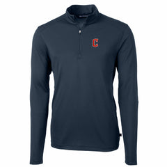 Cleveland Guardians Cutter & Buck Big & Tall Virtue Eco Pique Quarter-Zip Pullover Jacket - Navy Jackets