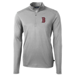 Boston Red Sox Cutter & Buck Big & Tall Virtue Eco Pique Quarter-Zip Pullover Jacket - Gray Jackets