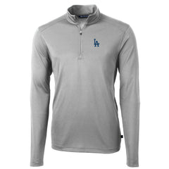 Los Angeles Dodgers Cutter & Buck Big & Tall Virtue Eco Pique Quarter-Zip Pullover Jacket - Gray Jackets