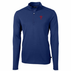 Philadelphia Phillies Cutter & Buck Big & Tall Virtue Eco Pique Quarter-Zip Pullover Jacket - Royal Jackets