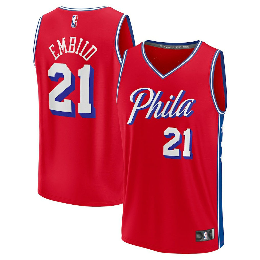 NBA Joel Embiid Philadelphia 76ers Fast Break Replica Player Jersey - Statement Edition - Red