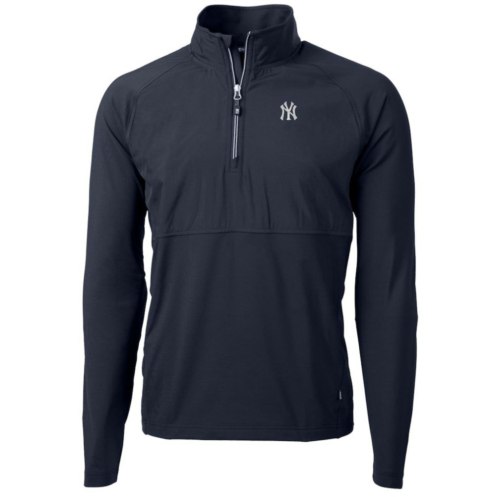 New York Yankees Cutter & Buck Adapt Eco Knit Hybrid Recycled Quarter-Zip Pullover Jacket - Navy Jackets