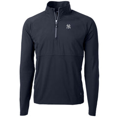 New York Yankees Cutter & Buck Adapt Eco Knit Hybrid Recycled Quarter-Zip Pullover Jacket - Navy Jackets