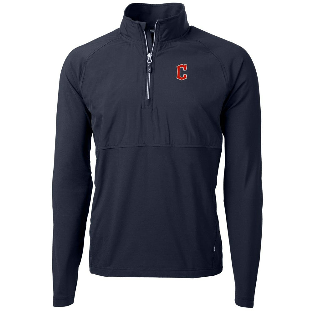 Cleveland Guardians Cutter & Buck Adapt Eco Knit Hybrid Recycled Quarter-Zip Pullover Jacket - Navy Jackets