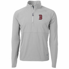 Boston Red Sox Cutter & Buck Adapt Eco Knit Hybrid Recycled Quarter-Zip Pullover Jacket - Gray Jackets
