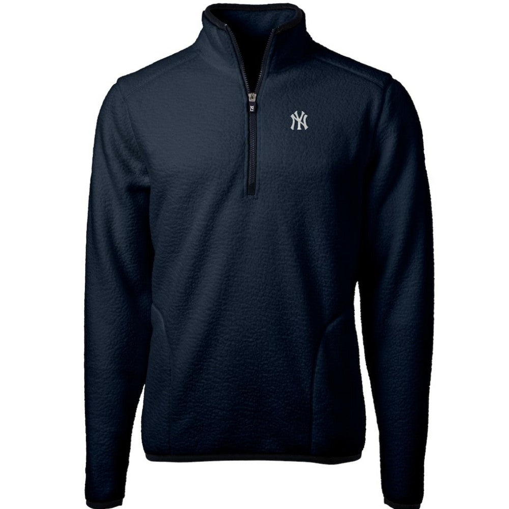 New York Yankees Cutter & Buck Cascade Eco Sherpa Fleece Quarter-Zip Pullover Jacket - Navy Jackets