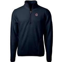 Chicago Cubs Cutter & Buck Cascade Eco Sherpa Fleece Quarter-Zip Pullover Jacket - Navy Jackets