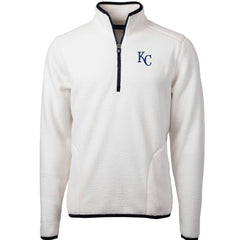 Kansas City Royals Cutter & Buck Cascade Eco Sherpa Fleece Quarter-Zip Pullover Jacket - White/Navy Jackets