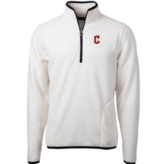 Cleveland Guardians Cutter & Buck Cascade Eco Sherpa Fleece Quarter-Zip Pullover Jacket - White/Navy Jackets