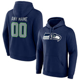 Seattle Seahawks Team Authentic Personalized Name & Number Pullover Hoodie College Navy