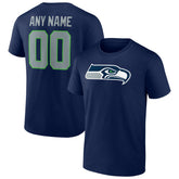 Seattle Seahawks Team Authentic Personalized Name & Number T-Shirt College Navy