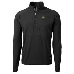 Green Bay Packers Cutter & Buck Adapt Eco Knit Hybrid Recycled Quarter-Zip Raglan Jacket Black
