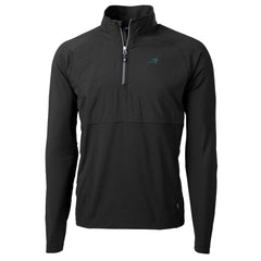 Carolina Panthers Cutter & Buck Adapt Eco Knit Hybrid Recycled Quarter-Zip Raglan Jacket Black