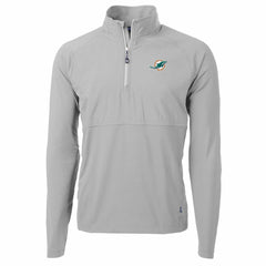 Miami Dolphins Cutter & Buck Adapt Eco Knit Hybrid Recycled Quarter-Zip Raglan Jacket Gray
