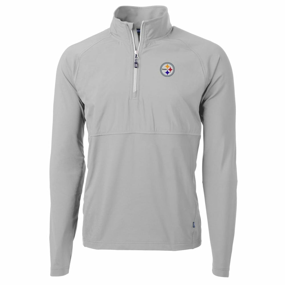 Pittsburgh Steelers Cutter & Buck Adapt Eco Knit Hybrid Recycled Quarter-Zip Raglan Jacket Gray