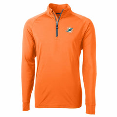 Miami Dolphins Cutter & Buck Adapt Eco Knit Stretch Recycled Quarter-Zip Jacket Orange