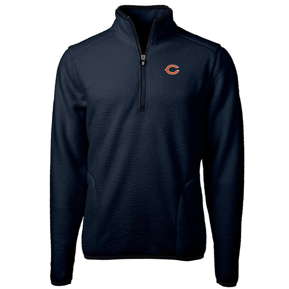 Chicago Bears Cutter & Buck Cascade Eco Sherpa Fleece Quarter-Zip Pullover Jacket Navy