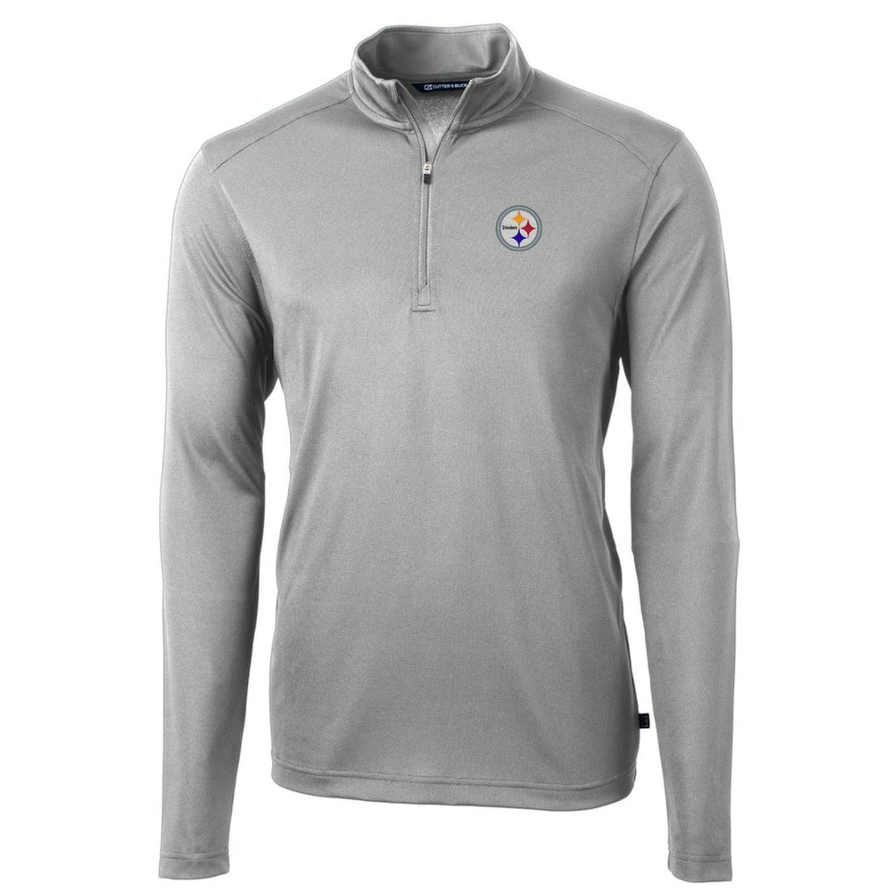Pittsburgh Steelers Cutter & Buck Big & Tall Virtue Eco Pique Quarter-Zip Pullover Jacket Gray