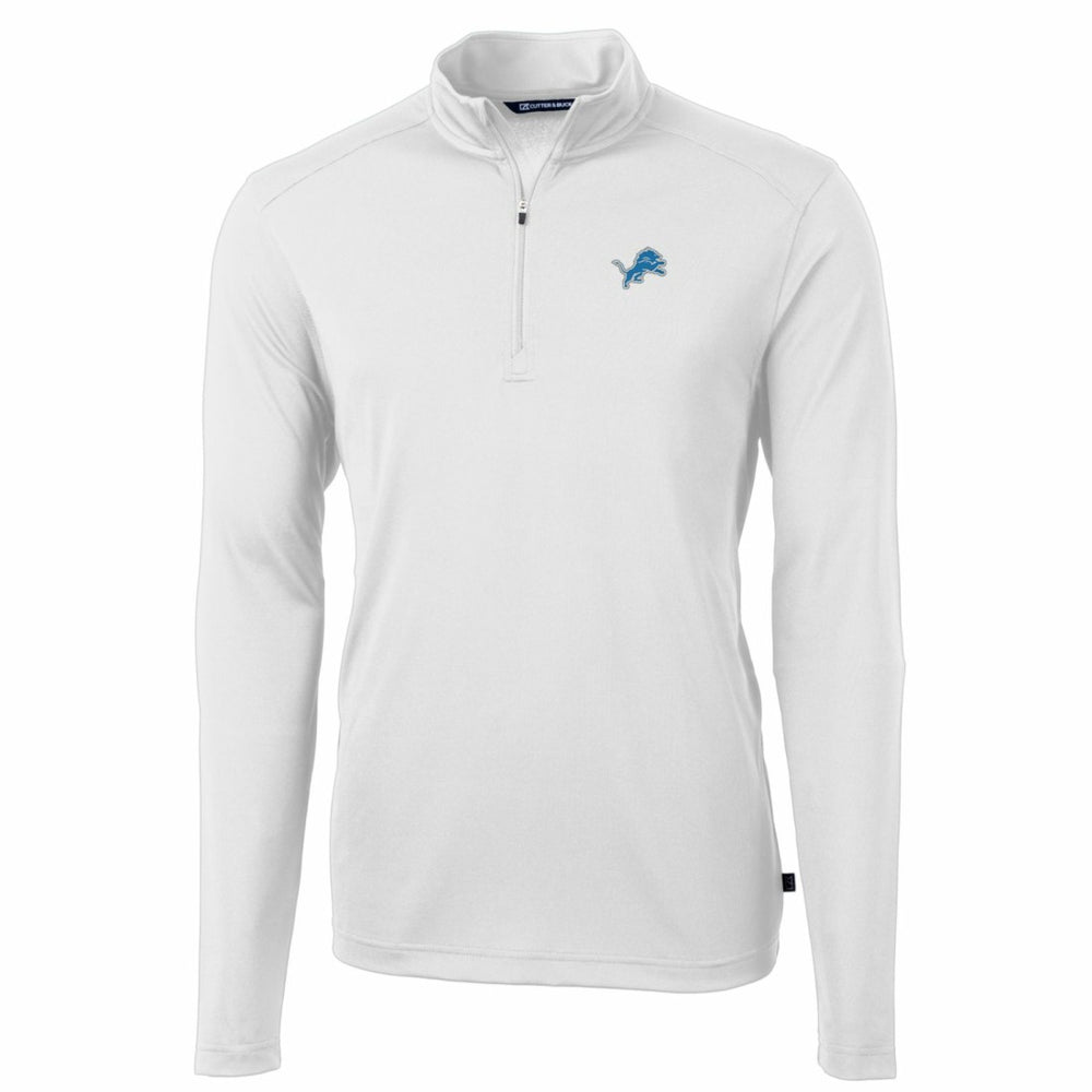 Detroit Lions Cutter & Buck Big & Tall Virtue Eco Pique Quarter-Zip Pullover Jacket White