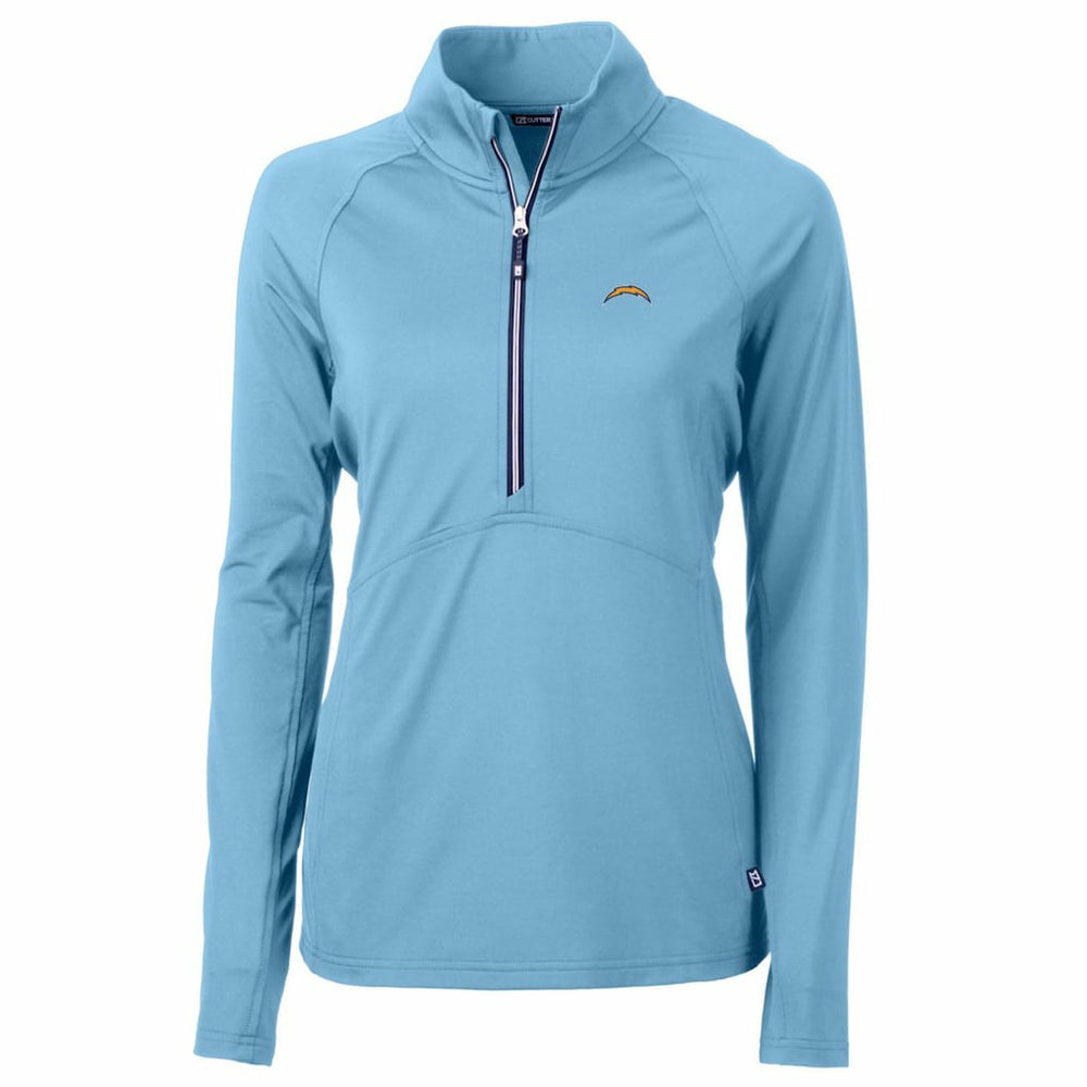 Los Angeles Chargers Cutter & Buck Women's Adapt Eco Knit Stretch Recycled Half-Zip Pullover Top Powder Blue