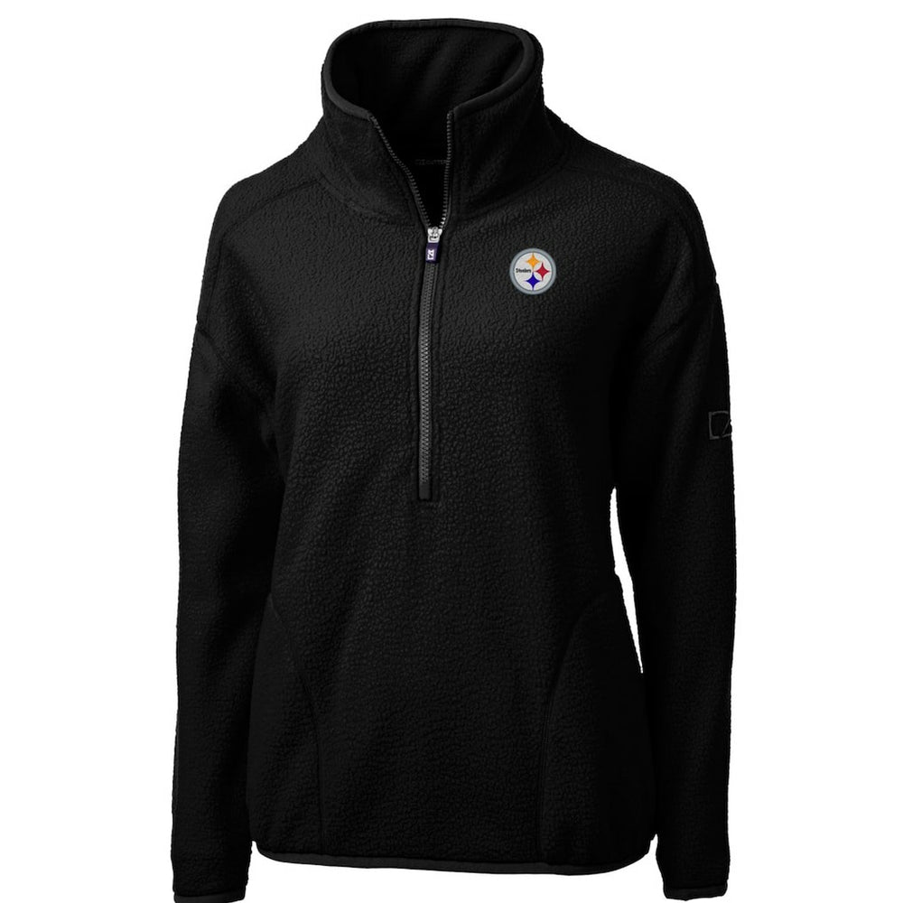 Pittsburgh Steelers Cutter & Buck Women's Cascade Eco Sherpa Fleece Half-Zip Pullover Jacket Black
