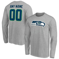 Seattle Seahawks Team Authentic Custom Long Sleeve T-Shirt Gray
