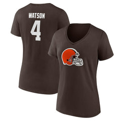 Deshaun Watson Cleveland Browns Women's Player Icon Name & Number V-Neck T-Shirt Brown