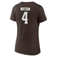 Deshaun Watson Cleveland Browns Women's Player Icon Name & Number V-Neck T-Shirt Brown
