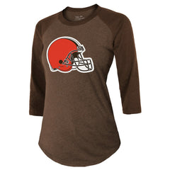 Deshaun Watson Cleveland Browns Majestic Threads Women's Name & Number Raglan 3/4 Sleeve T-Shirt Brown