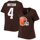 Deshaun Watson Cleveland Browns Women's Plus Size Player Name & Number V-Neck T-Shirt Brown