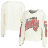 Arizona Cardinals '47 Women's Brush Back Parkway Cropped Lightweight Long Sleeve T-Shirt Cream