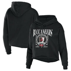 Tampa Bay Buccaneers WEAR by Erin Andrews Women's Cropped Sponge Fleece Pullover Hoodie Black