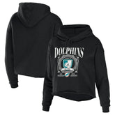 Miami Dolphins WEAR by Erin Andrews Women's Cropped Sponge Fleece Pullover Hoodie Black