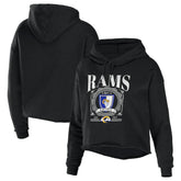 Los Angeles Rams WEAR by Erin Andrews Women's Cropped Sponge Fleece Pullover Hoodie Black