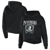 Carolina Panthers WEAR by Erin Andrews Women's Cropped Sponge Fleece Pullover Hoodie Black