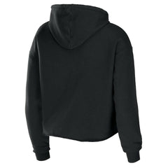 Carolina Panthers WEAR by Erin Andrews Women's Cropped Sponge Fleece Pullover Hoodie Black