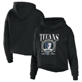 Tennessee Titans WEAR by Erin Andrews Women's Cropped Sponge Fleece Pullover Hoodie Black