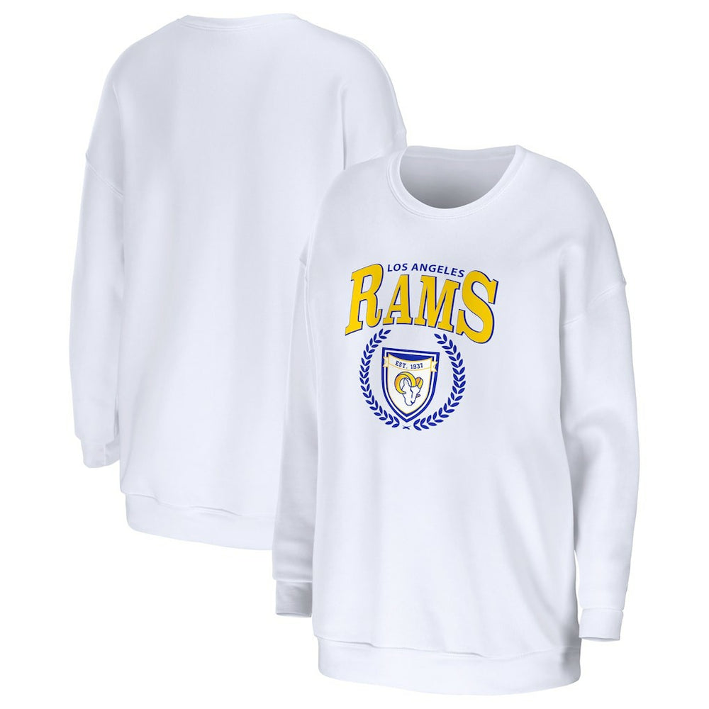 Los Angeles Rams WEAR by Erin Andrews Women's Oversized Pullover Sweatshirt White