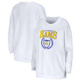 Los Angeles Rams WEAR by Erin Andrews Women's Oversized Pullover Sweatshirt White